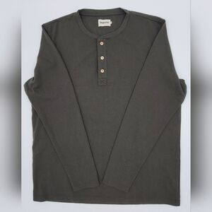 Huckberry Taylor Stitch Shirt Men 46 XXL 2XL Green Heavy Bag Henley Long Sleeve